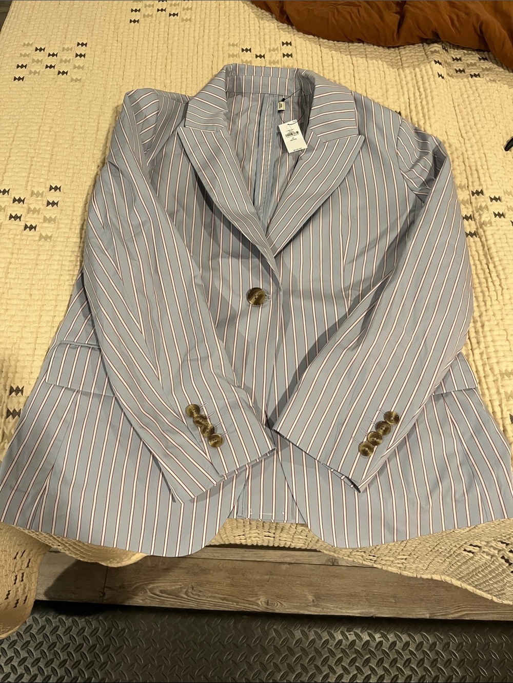 Striped Light Blue Women's Blazer